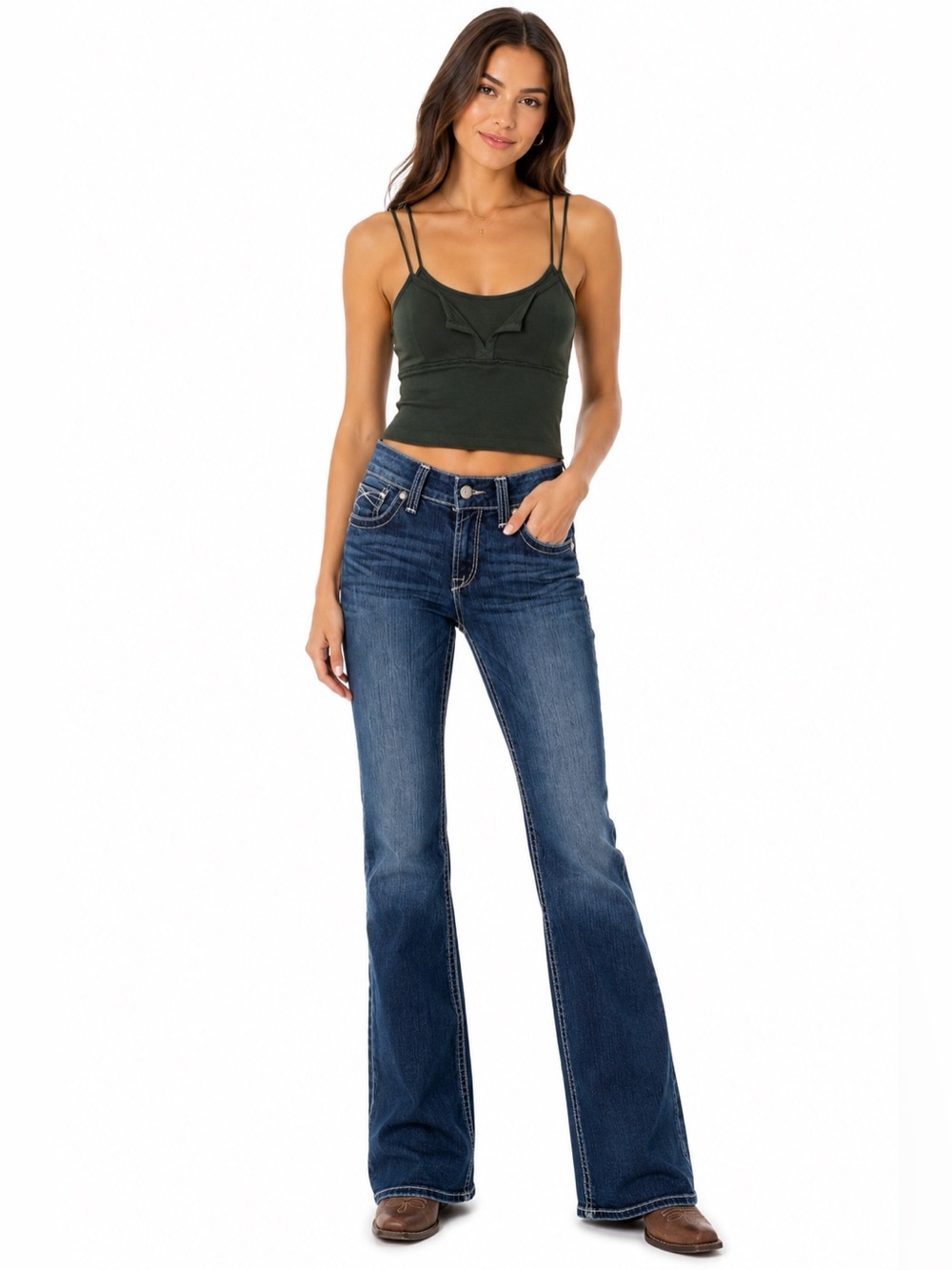 Ariat Western Denim Jeans 26R with Pilcro Anthropologie Cotton Cami S Bundle